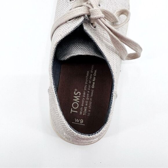 Toms Sneakers Canvas Lenox Beige Glitter Size 9 - Picture 10 of 10